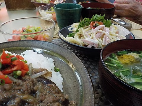 ひき肉と茄子の焼き肉丼です！